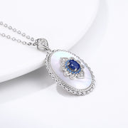 925 Sterling Silver Sapphire Diamond Pendant Necklace