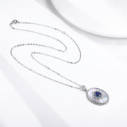 925 Sterling Silver Sapphire Diamond Pendant Necklace